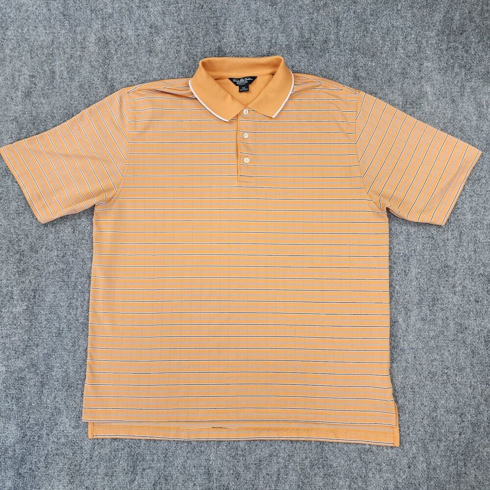 Brooks Brothers Shirt Mens XXL Orange Striped Polo Country Club ProSport Casual